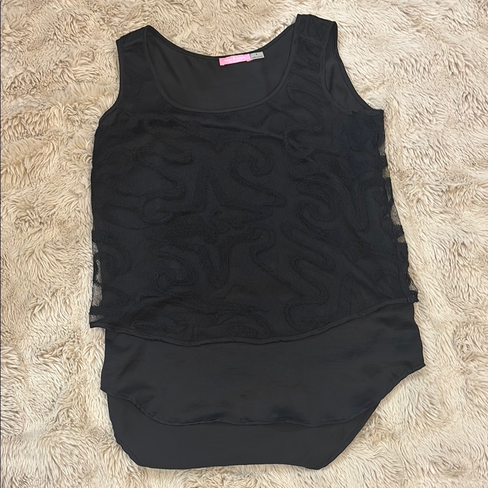 Isaac Mizrahi Black Asymmetrical Tank Top